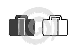 Hand luggage flat vector illustration glyph style design with 2 style icons black and white.