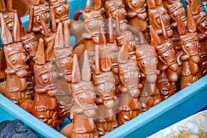 Hand made beautiful Handicrafts of burned earth teracotta sold in the village marked even exported in different foreign countries