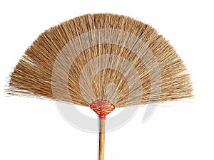 Hand made broom On a white background