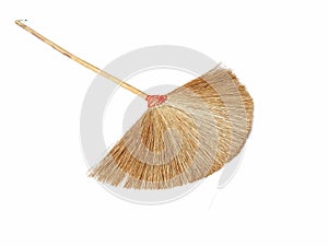 Hand made broom On a white background