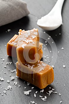 Hand made caramel toffee pieces with sea salt