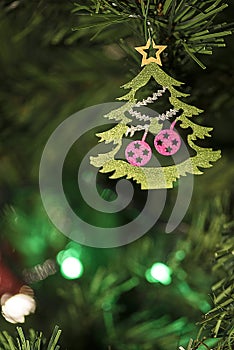 Hand made Christmas decoration on the tree