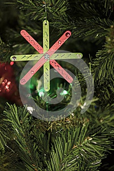 Hand made Christmas decoration on the tree