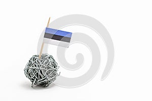 The hand made flag of the Estonia on wire ball