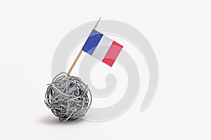 The hand made flag of the France on wire ball