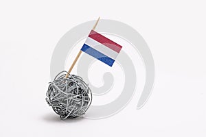 The hand made flag of the Netherlands on wire ball