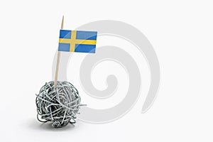 The hand made flag of the Sweden on wire ball