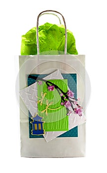 Hand made gift bag isolated on