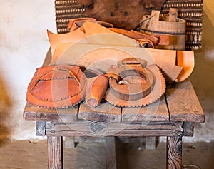Hand made hats in spanish mission