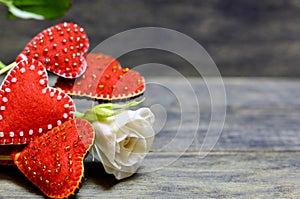 Hand made hearts and rose flower