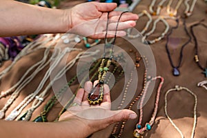 Hand made jewelery at the farmer`s market