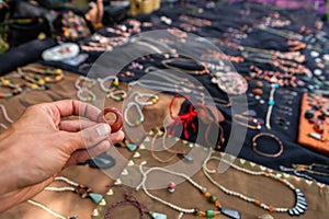 Hand made jewelery at the farmer`s market