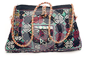 Hand made knitted turkish kilim handbag pattern h photo