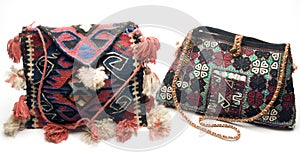 hand made knitted turkish kilim handbag pattern h photo