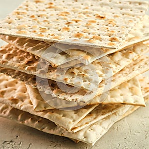 Hand-made matzah on Pesach holiday