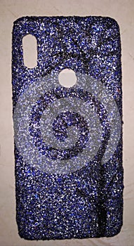 Hand made moblie cover with glitter and design like a tree in back side