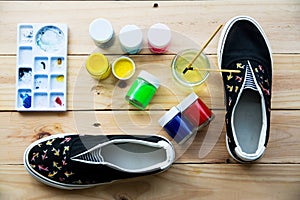 Hand made painted canvas shoes