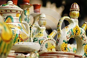 Hand-made pottery.