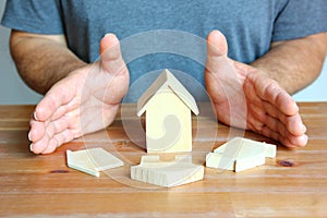 Hand made protect symbol protection wood home wood model
