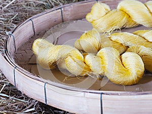 Hand made raw silk thread