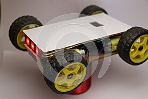 Hand made robot working on IOT platform. Mobile phone controlled robotic car