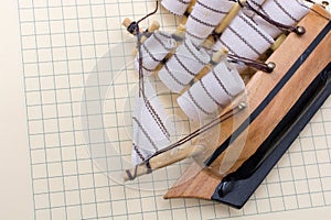 Hand made sail boat on paper