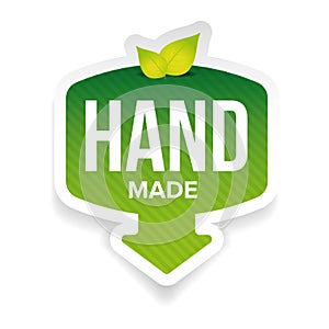 Hand Made sign label with leaves