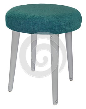 Handmade stool in gray colour with black dots with green sea col