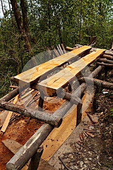 Hand made timber in remote area.