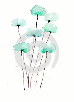 Hand made watercolor flowers painting