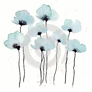 Hand made watercolor flowers painting