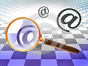 Hand magnifier lens searching