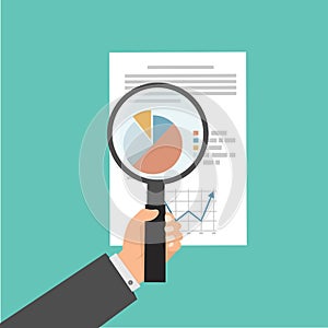 Hand Magnifying glass data analysis