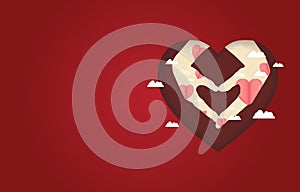 Hand make a heart shape on red background Vector