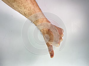 Hand make negative positive yes no sign simbol  on white background male female ok gestures finger Caucasian arm clo