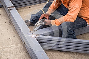 Hand man arc welding or stick welding iron