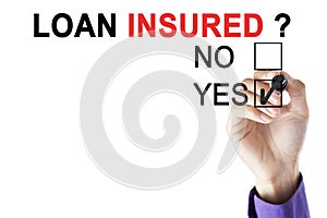 Hand of manager is approving loan insured