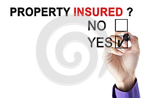 Hand of manager is approving property insured