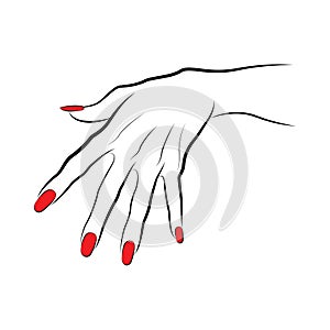 Hand manicure with red nails