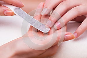 The hand manicure treatment in health concept