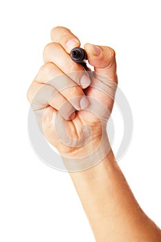 Hand with a marker isolated over white