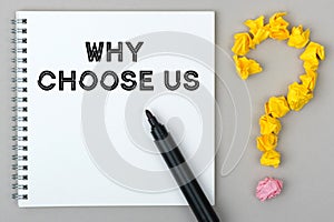 Hand with marker writing: Why Choose Us