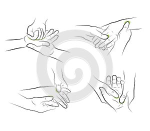 Hand massage. medical recommendations. vector illustration.