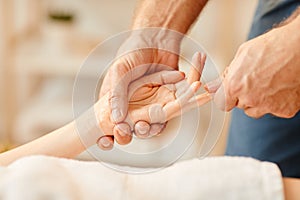 Hand Massage in SPA Close up