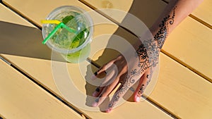 Hand with mehendi on black background muslim, bodyart, finger, cosmetic, embellish, girl