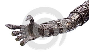 Hand of Metallic cyber or robot made from Mechanical ratchets