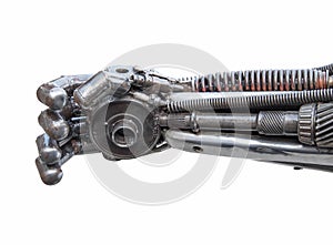 Hand of Metallic cyber or robot made from Mechanical ratchets bo