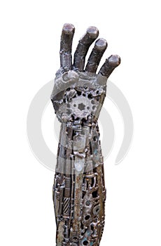 Hand of Metallic cyber or robot made from Mechanical ratchets