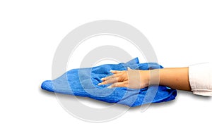 Hand with microfiber cloth