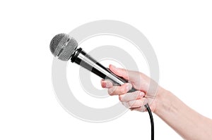 Hand with microphone